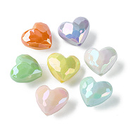 UV Plating Opaque Acrylic Beads, Iridescent, Faceted, Heart, Mixed Color, 17x19x12mm, Hole: 2.2mm(X-MACR-M024-02)