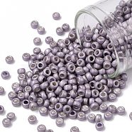 TOHO Round Seed Beads, Japanese Seed Beads, Frosted, (554F) Matte Galvanized Lavender, 8/0, 3mm, Hole: 1mm, about 222pcs/bottle, 10g/bottle(SEED-JPTR08-0554F)