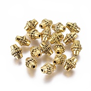 Tibetan Style Alloy Beads, Antique Golden Color, Lead Free & Nickel Free & Cadmium Free, Bicone, Size: about 8mm in diameter, 10mm long, hole: 2mm(X-GLF1056Y-NF)