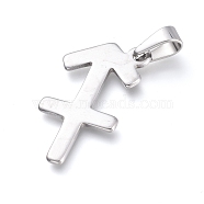 304 Stainless Steel Pendants, Constellation/Zodiac Sign, Stainless Steel Color, Sagittarius, 34.5x19x1.5mm, Hole: 9.5x4.5mm(X1-STAS-L210-06J-P)