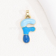 Alloy Enamel Pendants, Letter Charm, Golden, Letter F, 25.5x14x4mm, Hole: 3.5x2.5mm(ENAM-S023-01G-F)