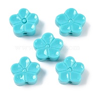 Dyed Synthetic Coral Beads, Flower, Dark Turquoise, 14x15.5x2mm, Hole: 1.8mm(CORA-H002-01)