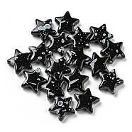 Spray Painted Opaque Acrylic Beads, Star, Black, 13x13x4.5mm, Hole: 1.8mm(MACR-K350-07B)