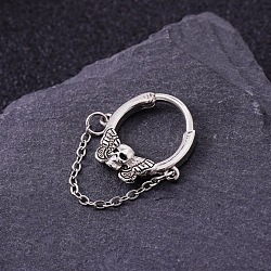 316L Stainless Steel Micro Pave Cubic Zirconia Hoop Nose Rings, Butterfly, Inner Diameter: 10mm, Pin: 1.2mm(WG352E4-09)