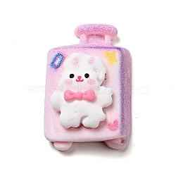 Lovely Rabbit Opaque Resin Cabochons, Suitcase, Rectangle Pattern, 25x16x9mm(RESI-B012-03E)