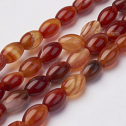 Natural Agate Beads Strands, Dyed & Heated, Oval, Orange Red, 12x8mm, Hole: 1mm, about 33pcs/strand, 15.7 inch(40cm)(G-J361-03-8x12mm)