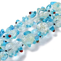 Handmade Lampwork Beads Strands, Cartoon Pig, Light Sky Blue, 16~16.5x12.5~14x10.5~11mm, Hole: 2mm, about 20pcs/strand, 12.99 inch(33cm)(LAMP-I022-06)