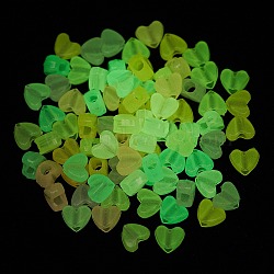 Luminous Transparent Acrylic Beads, Glow in the Dark, Heart, Mixed Color, 8.5x10.5x6mm, Hole: 3.7mm(X-LACR-Q001-01)