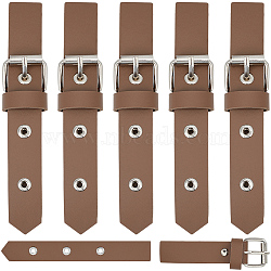 6 Pairs PU Leather Sew-On Toggle Buckles, with Alloy Clasps for DIY Coat Jacket Making, Platinum, Dark Khaki, 140x20x3mm(DIY-GF0012-87A)