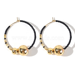 Bohemian Style Brass & Glass Beaded Hoop Earrings for Women, Black, 400
(AF6030-3)