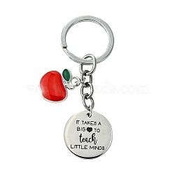 Stainless Steel & Alloy Enamel Keychain, with Alloy Findings, Platinum, 8cm(KEYC-YW00077)