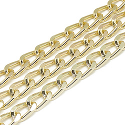 Unwelded Aluminum Curb Chains, Light Gold, 16x9.5x2.3mm(X-CHA-S001-101)
