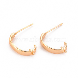 Brass Earring Findings, for Half Drilled Beads, Nickel Free, Real 18K Gold Plated, 16~17x3mm, Pin: 0.8mm, Pin: 0.8mm(for Half Drilled Beads)(KK-T062-208G-NF)