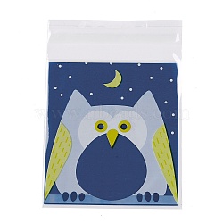 Rectangle OPP Self-Adhesive Cookie Bags, for Baking Packing Bags, Owl Pattern, 13x9.9x0.01cm, about 95~100pcs/bag(OPP-I001-A05)