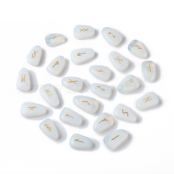 Natural & Synthetic Gemstone Cabochons, Carved Runes/Futhark/Futhorc, 19~31x13~24x7~20mm, 25pcs/set(G-S248-09)