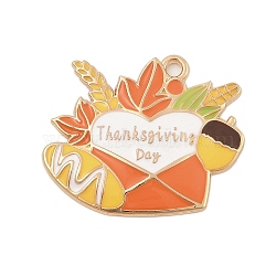 Thanksgiving Day Alloy Enamel Pendants, Golden, Envelope, 25.5x31x3mm, Hole: 2mm(FIND-Z064-03A)