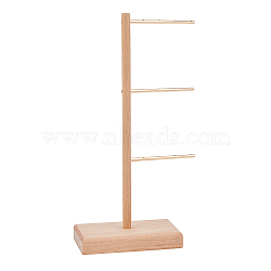 3-Tier Iron Dangle Earrings Display Stands, Earrings Organizer Holder with Wood Base, Golden, Finish Product: 12x7x27.6cm, Hole: 1.2mm(EDIS-WH0021-52)