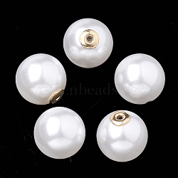 High Luster Eco-Friendly Plastic Imitation Pearl Ear Nuts, Earring Backs, Grade A, with Aluminum Findings, Round, White, 8mm, Hole: 0.8mm(X-MACR-S284-05A)