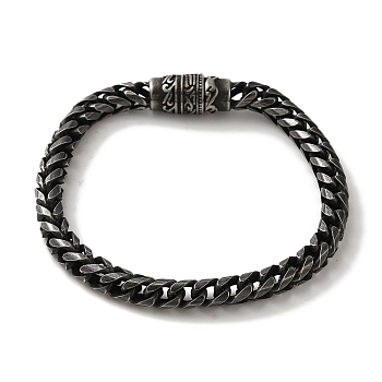 316 Surgical Stainless Steel Wheat Chain Bracelets with Magnetic Clasps, Gunmetal, 8-5/8 inch(21.9cm)