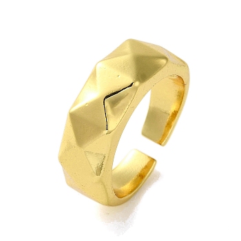 Brass Rings, Real 18K Gold Plated, Rhombus, Inner Diameter: 18mm