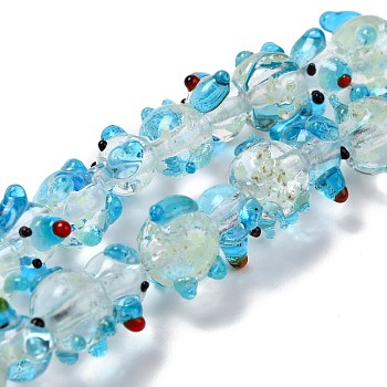 Handmade Lampwork Beads Strands, Cartoon Pig, Light Sky Blue, 16~16.5x12.5~14x10.5~11mm, Hole: 2mm, about 20pcs/strand, 12.99 inch(33cm)
