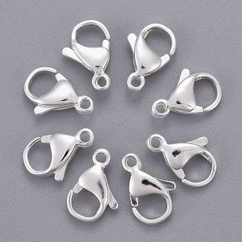 304 Stainless Steel Lobster Claw Clasps, Parrot Trigger Clasps, Silver Color Plated, 13x8x4mm, Hole: 1.2mm