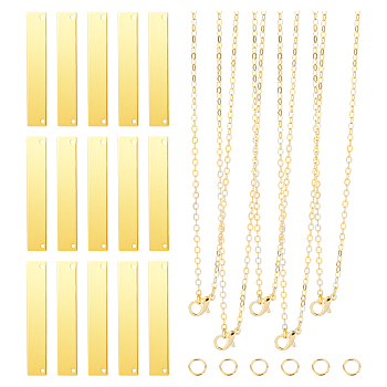 Unicraftale DIY Stamping Blank Tag Pendant Necklace Makings Kits, with Iron Jump Rings, Brass Pendants & Cable Chains Necklace Makings, Golden, Cable Chains: 23.6 inch(60cm), 20pcs/box
