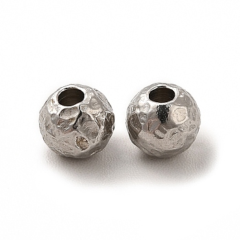 201 Stainless Steel Beads, Textured, Round, Stainless Steel Color, 5mm, Hole: 1.5mm