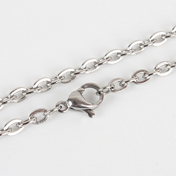 304 Stainless Steel Cable Chain Necklace Making, with Lobster Claw Clasps, Stainless Steel Color, 19.7 inch(50cm), 2mm