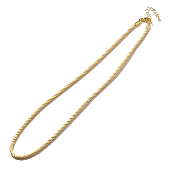 Nylon Milan Cord Necklace Making, with Brass Findings and Stainless Steel Claw Lobster Clasps, Golden, Long-Lasting Plated, Navajo White, 17.91~18.31 inch(45.5~46.5cm)