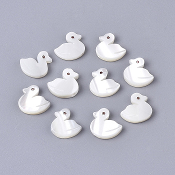 10Pcs Natural Trochid Shell/Trochus Shell Beads, Duck, Seashell Color, 9.5x9x2mm, Hole: 0.8mm