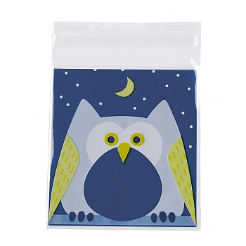 Rectangle OPP Self-Adhesive Cookie Bags, for Baking Packing Bags, Owl Pattern, 13x9.9x0.01cm, about 95~100pcs/bag