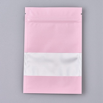 Plastic Zip Lock Bags, Resealable Aluminum Foil Pouch, Food Storage Bags, Rectangle, White, Pink, 15.1x10.1cm, Unilateral Thickness: 3.9 Mil(0.1mm)