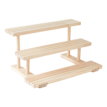 3-Tier Wood Earring Display Card Organizer Riser Rack, Jewelry Display Holder for Earring Display Cards, Postcard, Blanched Almond, 39.5x25x20.5cm
