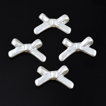 Acrylic Imitation Pearl Beads, High Luster, Bowknot, Creamy White, 20.5x32.5x6mm, Hole: 1.8mm