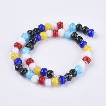 Lampwork Beads, Rondelle, Mixed Color, 8~8.5x6.5~7mm, Hole: 3mm