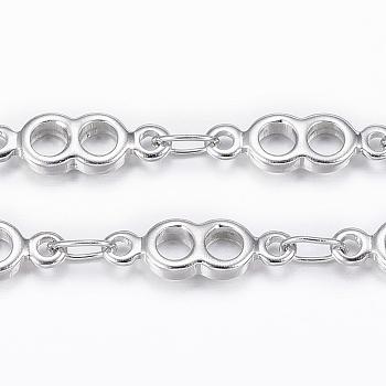 304 Stainless Steel Infinity Link Chains, Soldered, with Spool, Stainless Steel Color, 10.5x3.2x1.2mm, about 32.8 Feet(10m)/roll