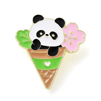 Zinc Alloy Animal Ice Cream Enamel Pin Brooch, for Backpack Clothes, Panda, 35.5x33x1.3mm