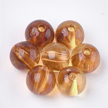 Acrylic Beads, Imitation Gemstone Style, Round, Sandy Brown, 8x7.5mm, Hole: 1.6mm