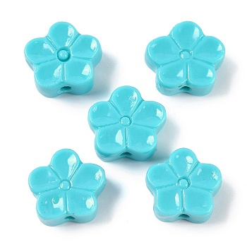 Dyed Synthetic Coral Beads, Flower, Dark Turquoise, 14x15.5x2mm, Hole: 1.8mm