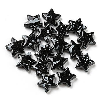 Spray Painted Opaque Acrylic Beads, Star, Black, 13x13x4.5mm, Hole: 1.8mm