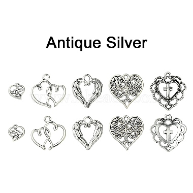 50Pcs 5 Styles Tibetan Style Alloy Pendants(FIND-YW0004-61)-2