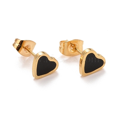 Black Heart 304 Stainless Steel Stud Earrings