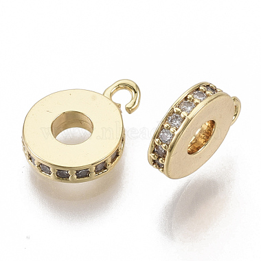 Real 18K Gold Plated Clear Ring Brass+Cubic Zirconia Tube Bails