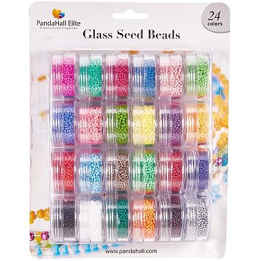 24 Colors Grade A Glass Seed Beads Sets(SEED-PH0004-03)-8