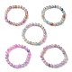 5Pcs 5 Color Crackle Glass Round Beaded Stretch Bracelets Set(BJEW-JB09695-01)-5