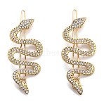 Alloy Rhinestone Hair Barrettes, Snake Hair Clips, Ponytail Holder for Women Girls, Golden, 65x25x5.5mm(PHAR-B085-02G)
