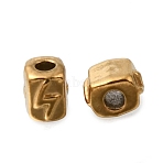 304 Stainless Steel Spacer Beads, Cuboid with Lightning Bolt, Ion Plating(IP), Real 18K Gold Plated, 4x4.5x3.5mm, Hole: 1.4mm(STAS-L315-012G)