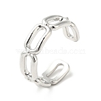 Non-Tarnish 304 Stainless Steel Oval Open Cuff Ring, Hollow Ring for Men Women, Stainless Steel Color, US Size 9(18.9mm)(RJEW-I085-01P)
