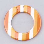 Resin Pendants, Ring with Stripe Pattern, Orange, 49x4mm, Hole: 2mm(CRES-T008-35)